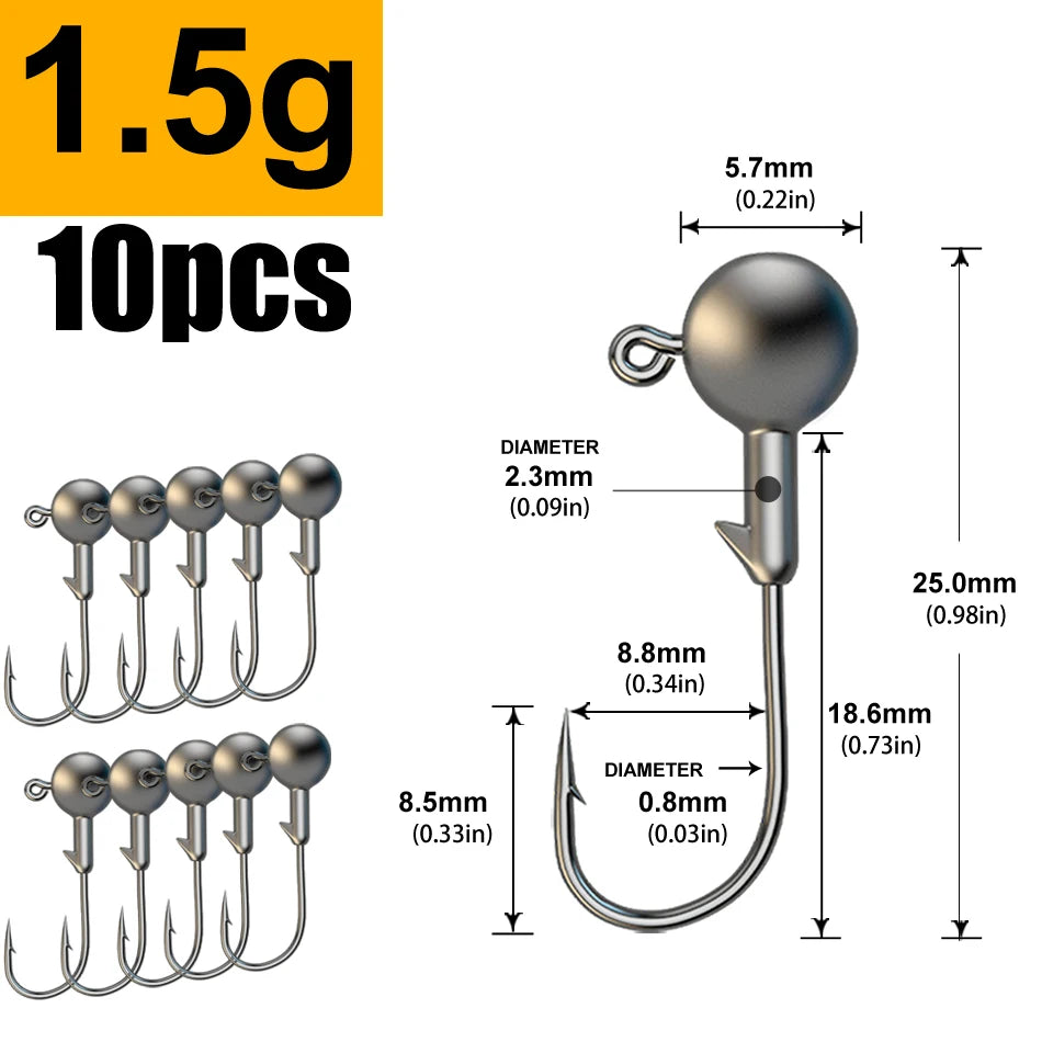 JYJ 1g 2g 3g 4g 5g 10g 20g 22g 25g 28g crank Jig head hook fishing hook head Jig lure hard bait soft worm jig hook for fishing Beauty World Shop