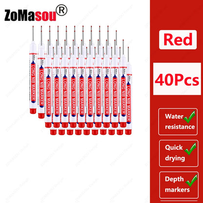 1-100Pcs 2cm Waterproof Long Head Markers Deep Hole Marker Pen for Metal Carpenter Red/Black/Blue/Green Ink Woodworking Tools Beauty World Shop