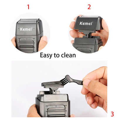 Kemei Rechargeable Cordless Shaver for Men Twin Blade Reciprocating Beard Razor Face Care Multifunction Strong Trimmer  KM-1102 Beauty World Shop