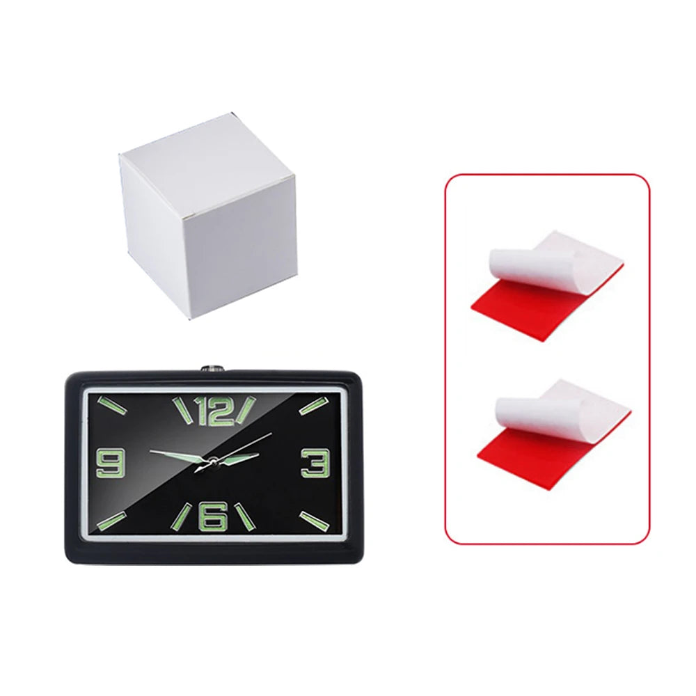 Auto Fashion Square Watch Car Clock Interior Decoration Self-adhesive Electronic Vent Clip Watch Automobile Quartz Clock Beauty World Shop