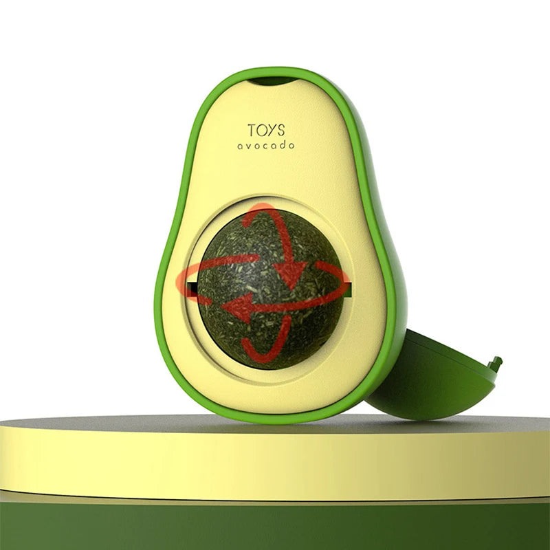 Avocado Catnip Ball Rotatable Pet Toy Mint Ball Wall Stickup Cat Snacks For Kitten Cat Cartoon Pet Teeth Cleaning Supplies