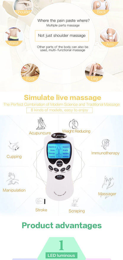 Tens Unit Electrode Acupuncture Electric Digital Therapy Massageador Machine Pulse Body Slimming Massager Apparatus Health Care Beauty World Shop