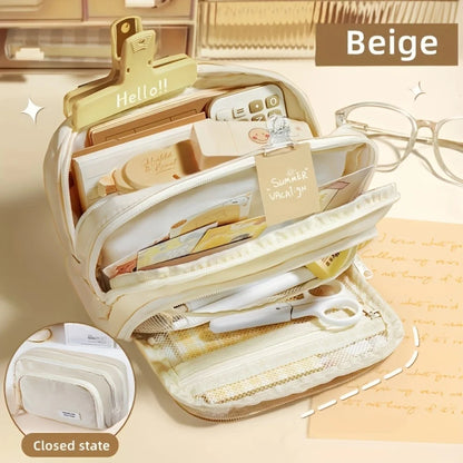 A Large-capacity Multi-layer Pencil Case, A Simple Multi-purpose Student Stationery Box And Makeup Storage Bag Beauty World Shop