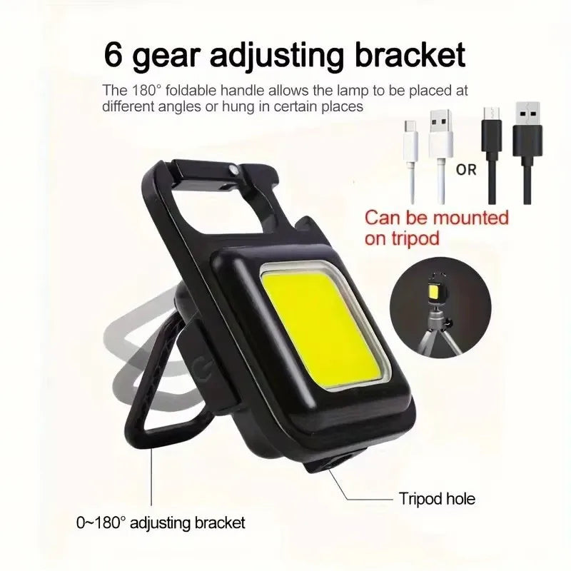 Mini LED Keychain Flashlight Aluminum Alloy USB Charging Portable COB Light for Camping Outdoor Work Fishing Beauty Fashion