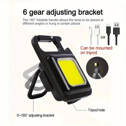 Mini LED Keychain Flashlight Aluminum Alloy USB Charging Portable COB Light for Camping Outdoor Work Fishing Beauty Fashion