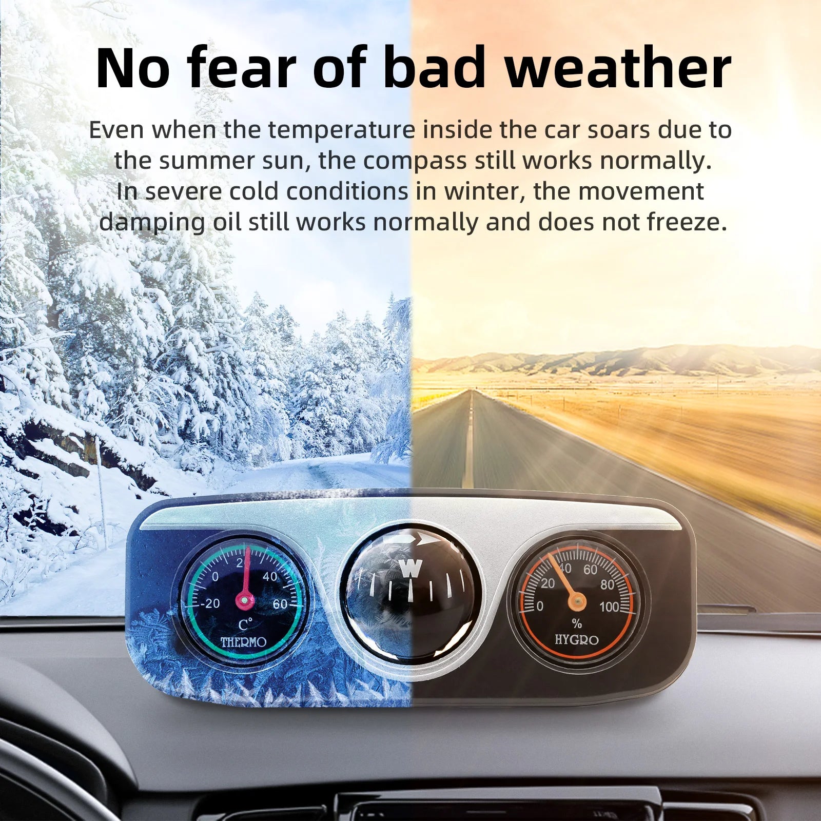 Car Ornaments Decoration 3 in 1 Guide Ball Compass For Auto Boat Vehicles Thermometer Compass Hygrometer Interior Accessories Beauty World Shop
