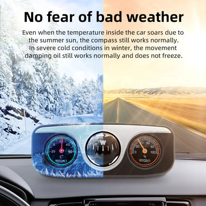 Car Ornaments Decoration 3 in 1 Guide Ball Compass For Auto Boat Vehicles Thermometer Compass Hygrometer Interior Accessories Beauty World Shop