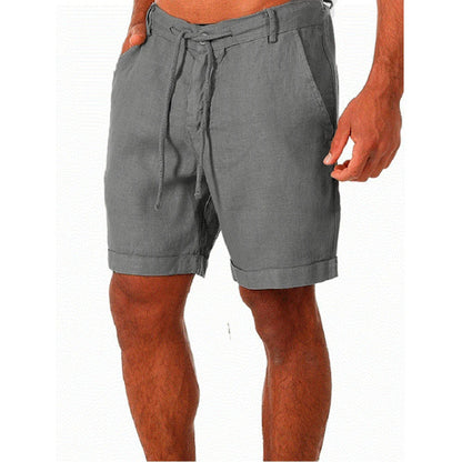 KB New Men's Cotton Linen shorts Pants Male Summer Breathable Solid Color Linen Trousers Fitness Streetwear S-4XL