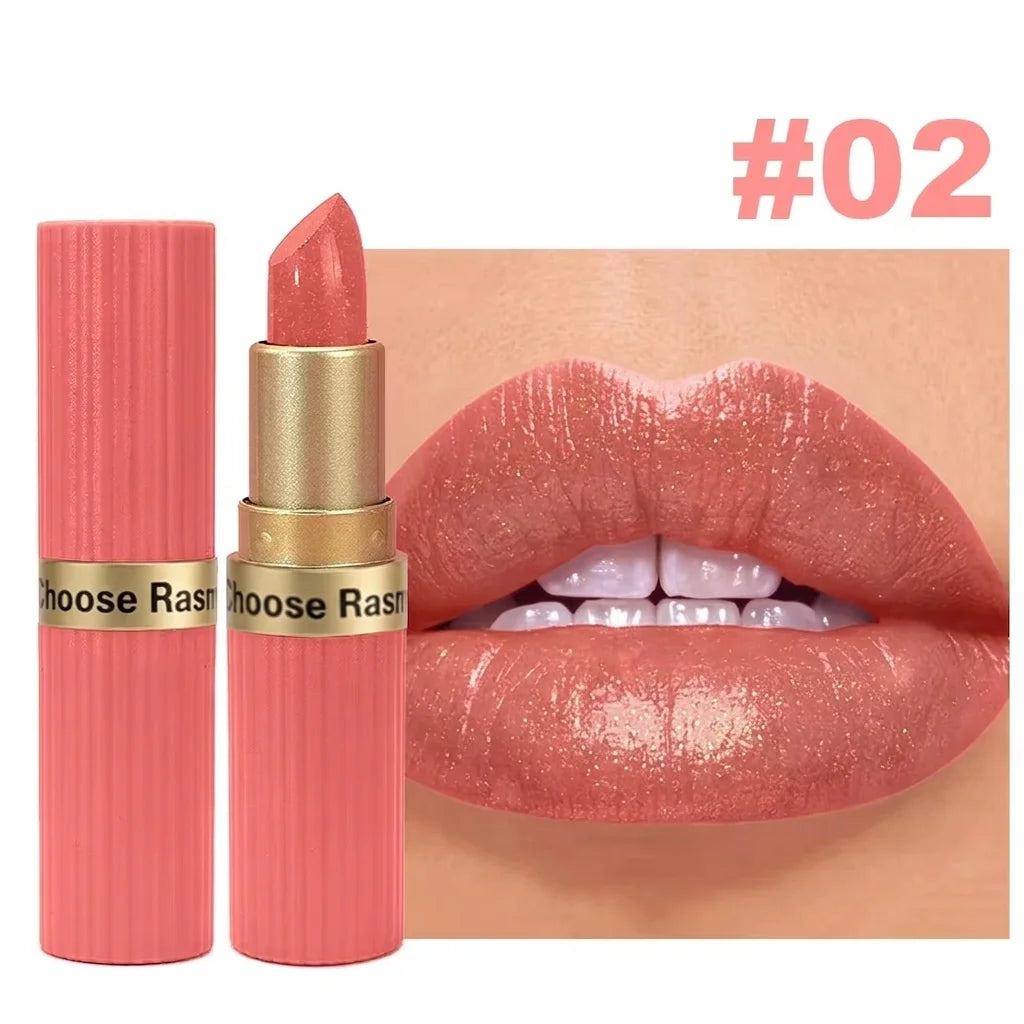 Pearlescent Pink Glitter Velvet Lipstick Metallic Waterproof Long Lasting Matte Shimmer Diamond Lipstick Women Makeup Cosmetic Beauty World Shop