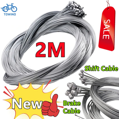 10/5/3/1PC 2M MTB Bicycle Brake Line Bicycle Speed Line Fixed Gear Shifter Gear Brake Cable Set Core Inner Wire MTB Road Bike Beauty World Shop