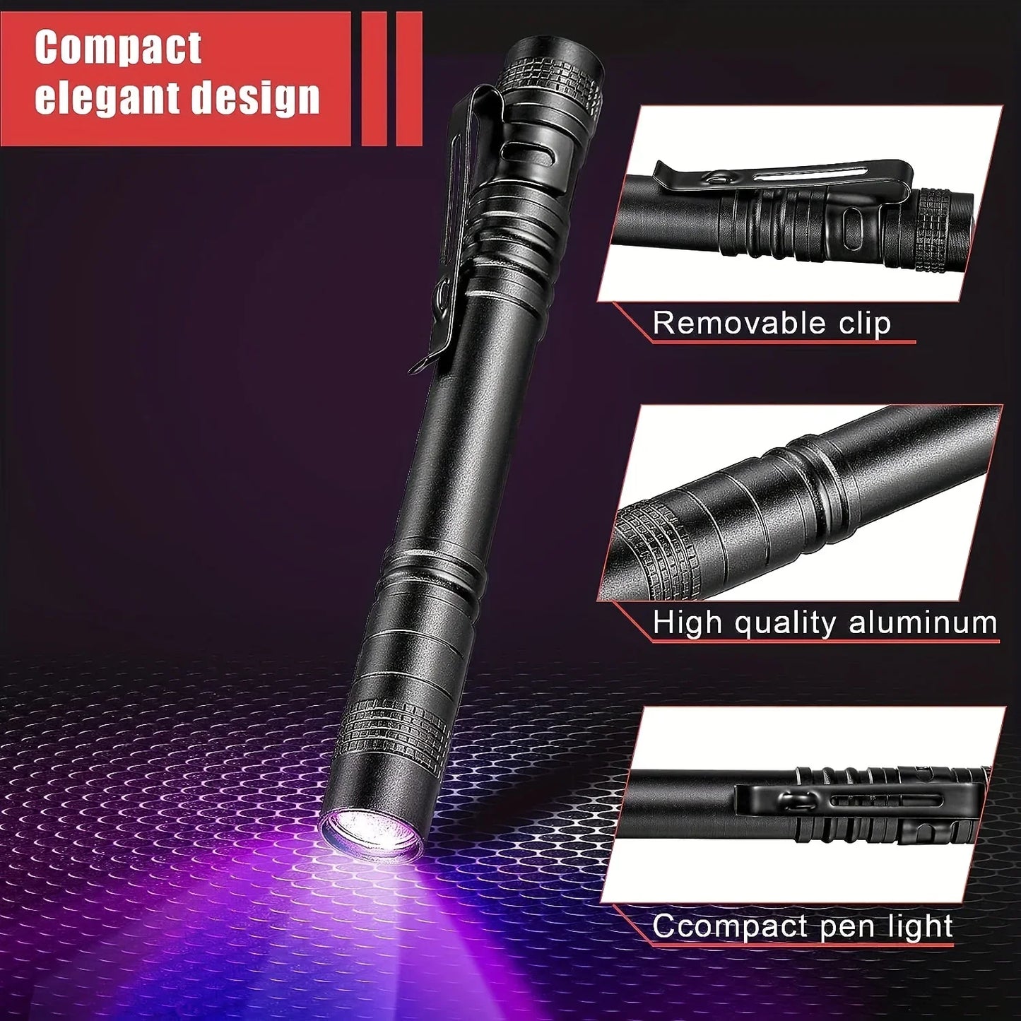 UV Flashlight 395nm Ultraviolet Torch With Pen Clip Portable AAA Batteries Used Violet Light Pet Urine Scorpion Detector UV Lamp Beauty World Shop