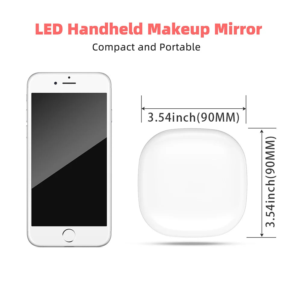 Mini Compact Foldable Pocket Hand Led Makeup Mirror With Led Light 5x/10x Magnification Rechargeable And Small Beauty World Shop
