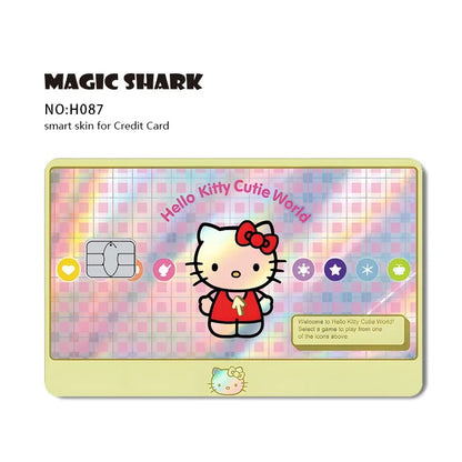 Hot Sale Hello Kitty Kuromi Holographic Laser Shinny Film Skin Cover Sticker for Debit Credit Card Bank Card Beauty World Shop