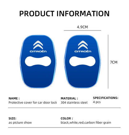 Metal Car Door Lock Cover for Citroen C4 C3-XR C5 Aircross C6 C-quatre Picasso C-Elysee C4L C3L Emblem Stickers Badge Beauty World Shop