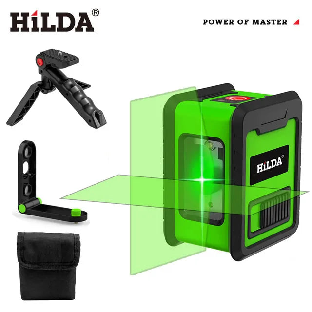 HILDA Laser Level Meter 2-Line Cross Green Level Laser Horizontal & Vertical Nivel Laser Self-Leveling лазерный уровень Men Gift Beauty World Shop