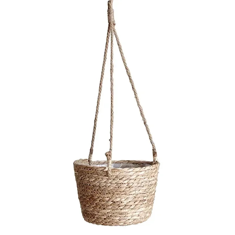 Garden Hanging Planter Macrame Plant Storage Basket Jute Rope Woven Indoor Outdoor Flower Pot Holder Plant Hangers Home Decor Beauty Trend Shop