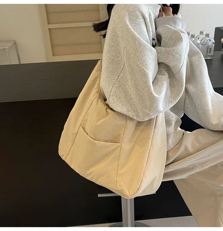 Trendy Women's Soft Cloth Shoulder Bag Solid Color Student 2026 Spring Y2k Casual Style Big Handbags Crossbody Bags for Women Beauty World Shop