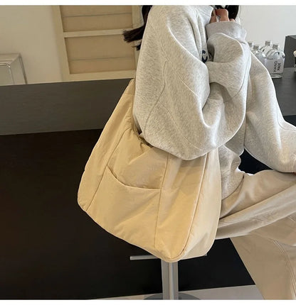Trendy Women's Soft Cloth Shoulder Bag Solid Color Student 2026 Spring Y2k Casual Style Big Handbags Crossbody Bags for Women Beauty World Shop
