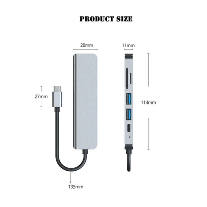 6 in 1 USB HUB C type-c HUB USB C to USB 3.0 HDTV-Compatible Dock for MacBook Pro For Nintendo Switch USB-C Type C 3.0 Splitter Beauty World Shop