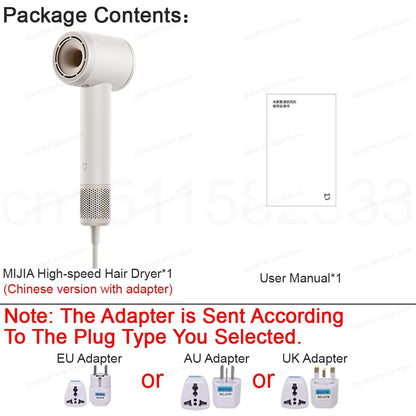 2026 New MIJIA High-Speed Hair Dryer,110000rpm,62m/s Powerful airflow,8 Airflow Mode,347g 4 Color,CN Version With Adapter Beauty World Shop