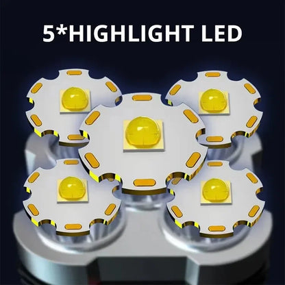 5LED High Power Led Flashlights Rechargeable Camping Spotlight with Side Light 3 Lighting Modes for Camping Adventure Outdoor Beauty World Shop