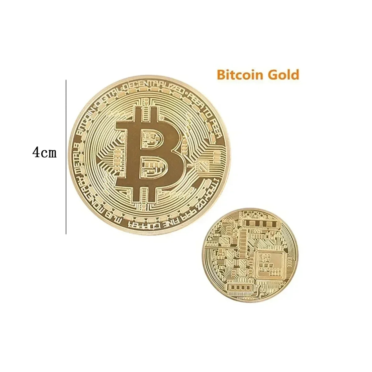 4pcs Gold Plated Bitcoin Coin Collectible Art Collection Gift Physical Commemorative Metal Antique Imitation Happy Birthday Beauty World Shop