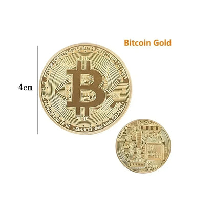 4pcs Gold Plated Bitcoin Coin Collectible Art Collection Gift Physical Commemorative Metal Antique Imitation Happy Birthday Beauty World Shop