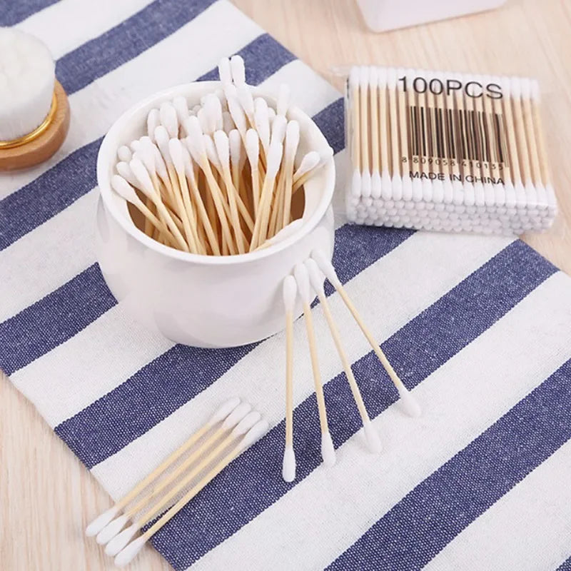 300/500/1000pcs Double Head Cotton Swab Women Makeup Cotton Buds Tip for Wood Sticks Nose Ears Cleaning Health Care Tools Beauty World Shop