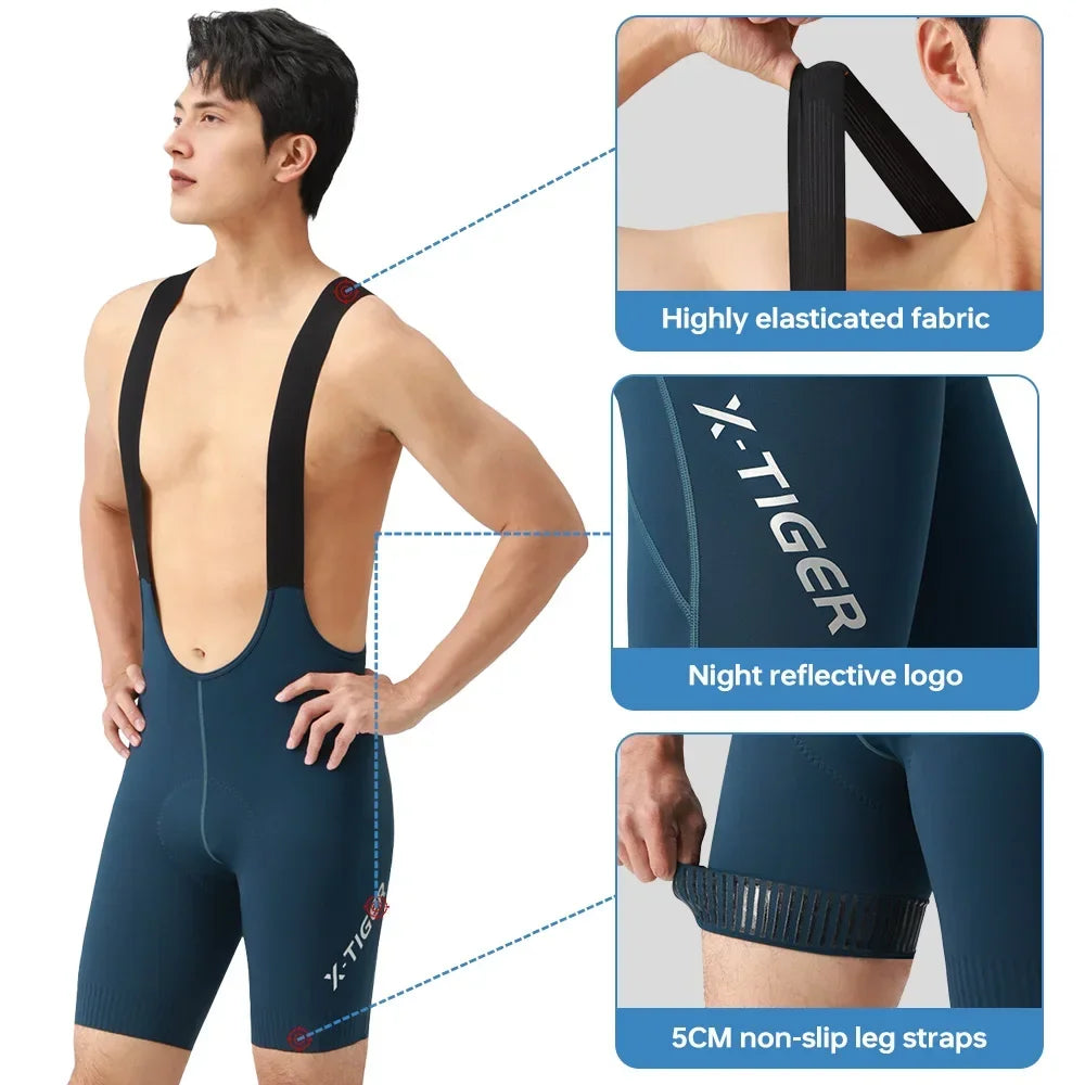 X-TIGER Cycling Bib Pants 120 High Density Cushion Men's Cycling Shorts Road Bike MTB Cycling Pants Sports Fitness Casual Pants Beauty World Shop