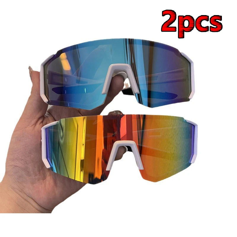 Hiking 2pcs Cycling Anti Light Glasses Men Women UV400 Sandproof Eye Protector Shades Outdoor Sports Goggle Anti Radiation Lens Beauty World Shop