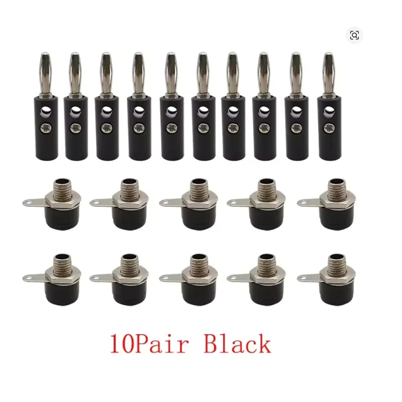 10Pair Silver 4mm Banana Plug Male and Female 4mm Banana Jack Panel Mount Banana Socket Terminal Connector Adapter Red Black Beauty World Shop