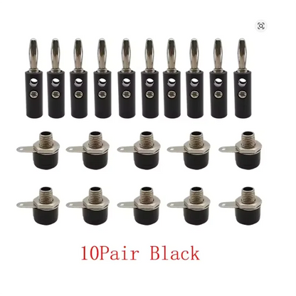 10Pair Silver 4mm Banana Plug Male and Female 4mm Banana Jack Panel Mount Banana Socket Terminal Connector Adapter Red Black Beauty World Shop