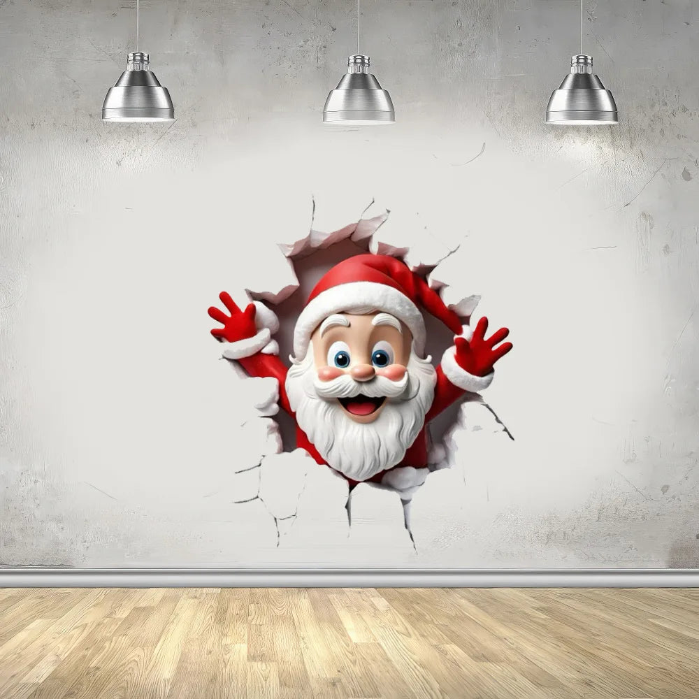 1PC Christmas Toilet Sticker Santa Claus Breaking Through the Wall Toilet Decal Self-adhesive, Removable Bathroom and Bedroom Wa Beauty World Shop