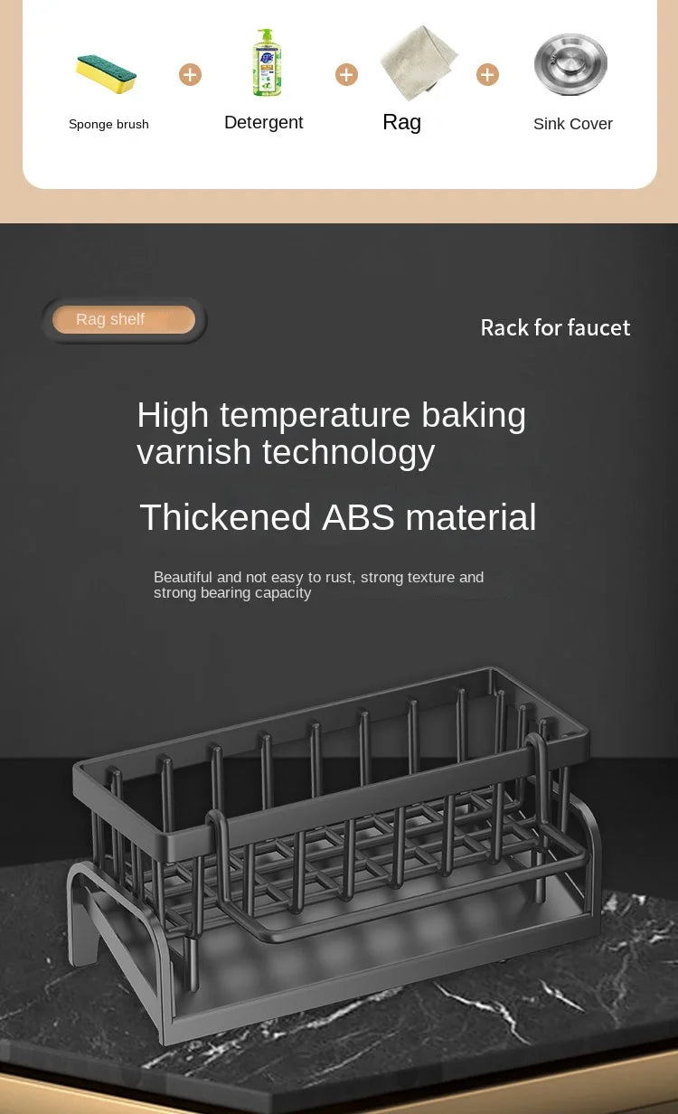 Kitchen Shelf Cleaning Cloth Storage Draining Rack Household Detergent Sponge Rack Water Sink Water Sink Water Sink Artifact Beauty World Shop