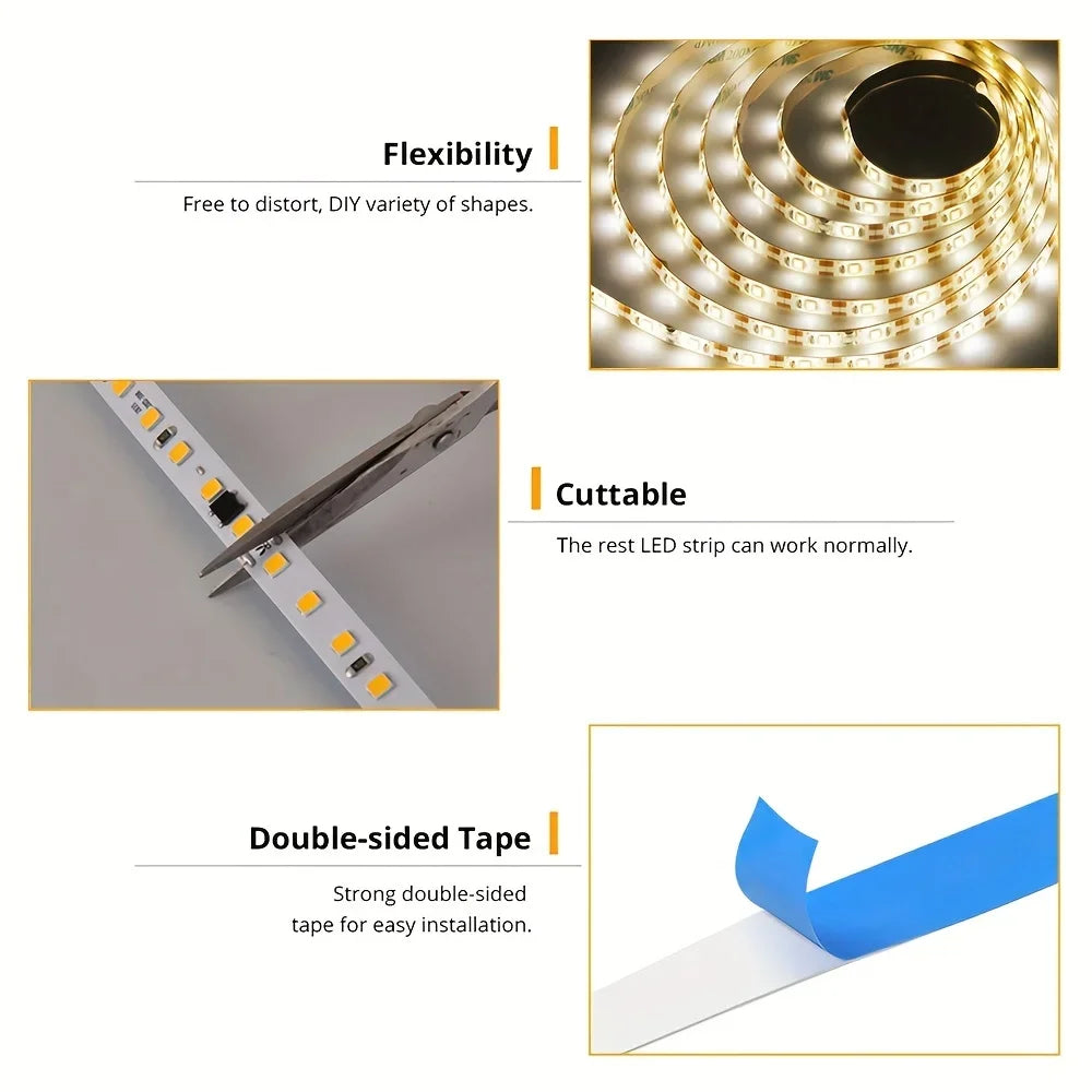 5V 2835 LED Strip Light Touch Sensor Switch Dimmable USB Flexible LED Tape Ribbon Light For Mirror Cabinet Stair Decor Lighting Beauty World Shop