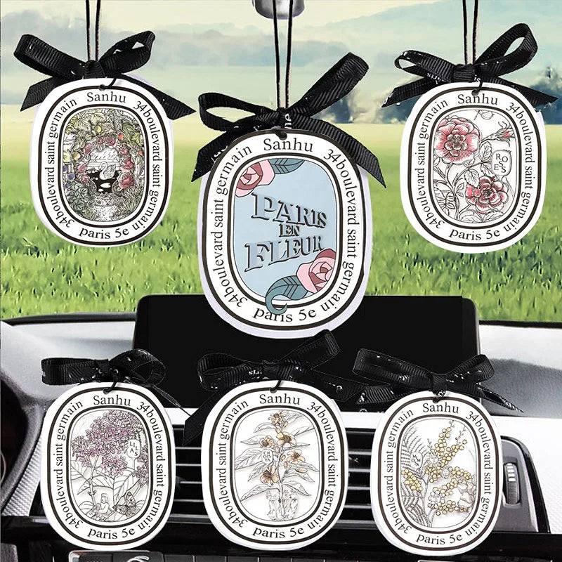 6Pcs Air Freshener Car Perfume Natural Scented Paper Auto Hanging Decoration fragrant tablets Aromatherapy Accessories Interior Beauty World Shop