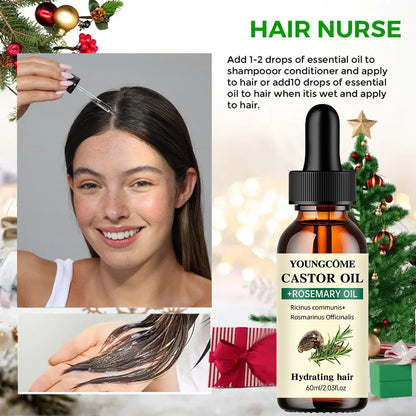 Mix Castor Oil and Rosemary Oil for Hair Growth Enhances hair thickness and Shine, Reduce Hair Loss and Split Ends Hair Care Oil Beauty World Shop