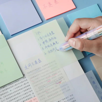 50 Sheets Creative Transparent PET Waterproof Sticky Notes Notepads - School Stationery & Office Supplies Beauty World Shop