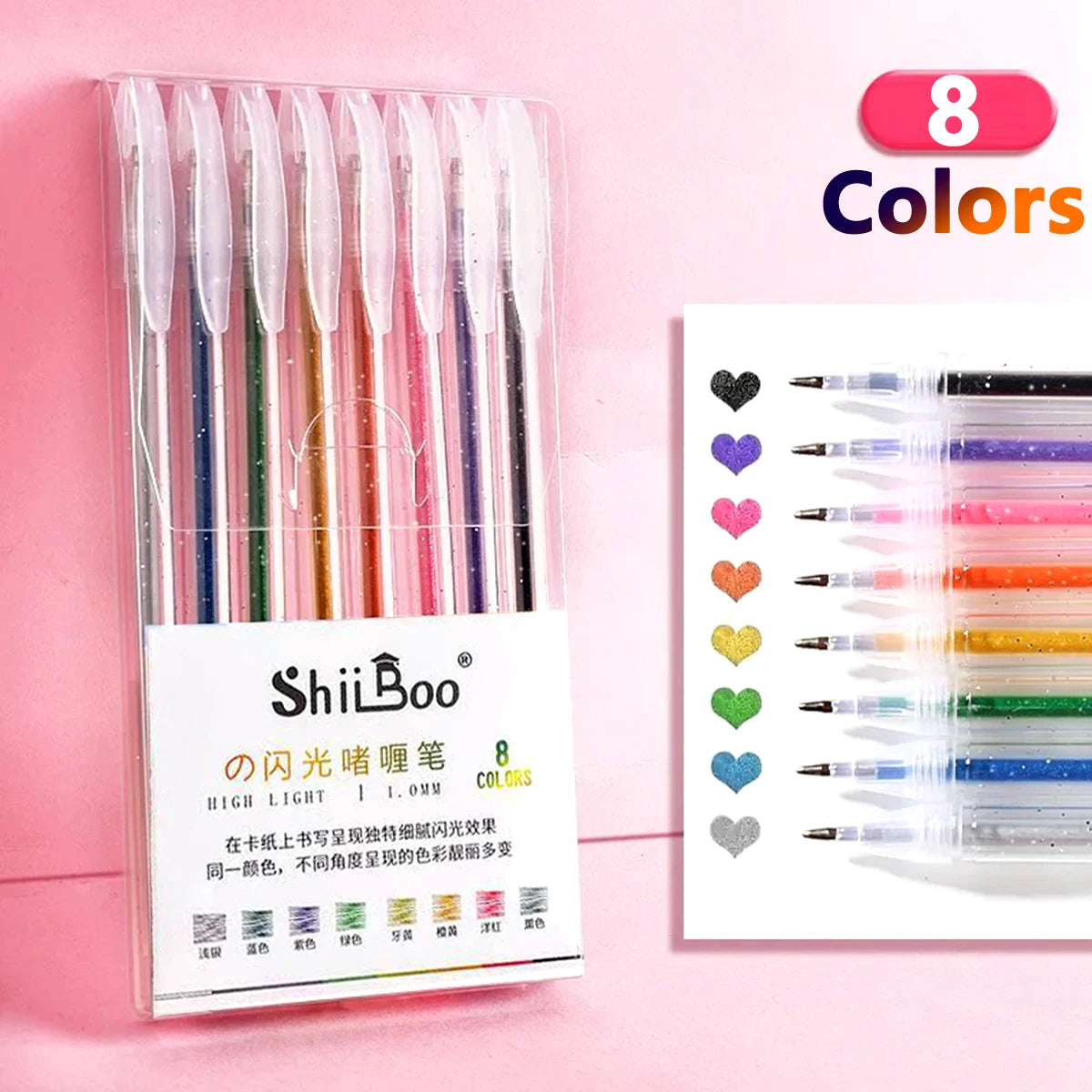 60 Colors Glitter Gel Pen 1.0mm Metal Glitter Color Ballpoint Pen Paper Cardstock Diary Drawing Marking Coloring DIY Art Beauty World Shop