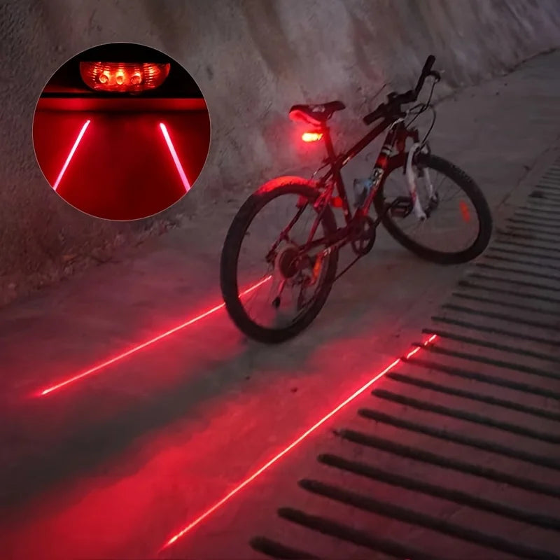 Bicycle Bike LED Lights 2 Lasers 5 LED Waterproof Cycling Taillight Safety Warning Taillight MTB Bike Rear Tail Lights Beauty World Shop