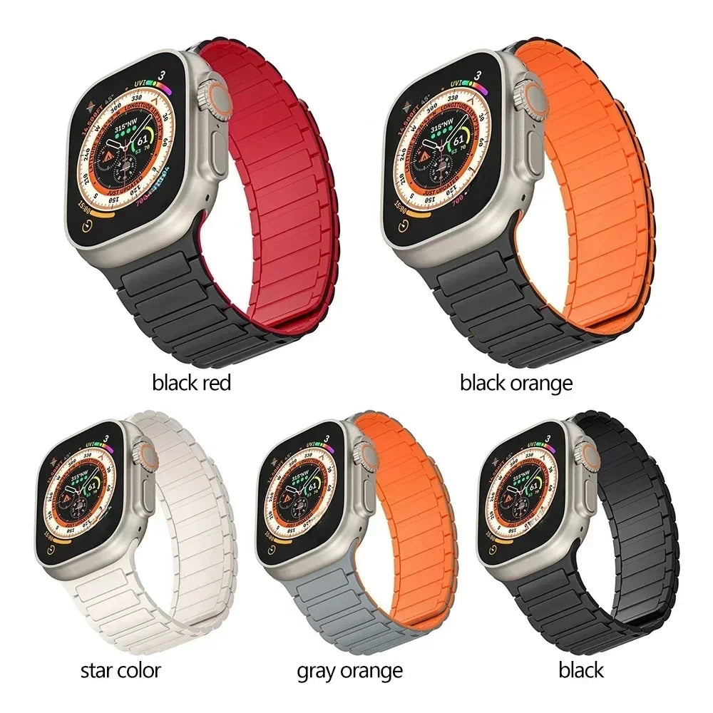 Magnetic Loop for Apple Watch Bands 44mm 40mm 49mm 45mm 41mm 38mm Silicone Bracelet iWatch Series 9 8 7 6 5 4 3 Se ultra 2 strap Beauty World Shop