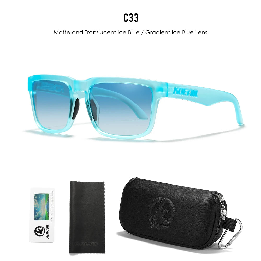 KDEAM Men's Polarized Sunglasses Square Casual Outdoors Sun Glasses Women Unisex Sunglass For Couple With Zipper Case Beauty World Shop