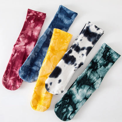 New Fashion Tie-dye Mid-calf Yoga Socks Pilates Socks Indoor Special Non-slip Sports Socks Dance Fitness Floor Socks Beauty World Shop