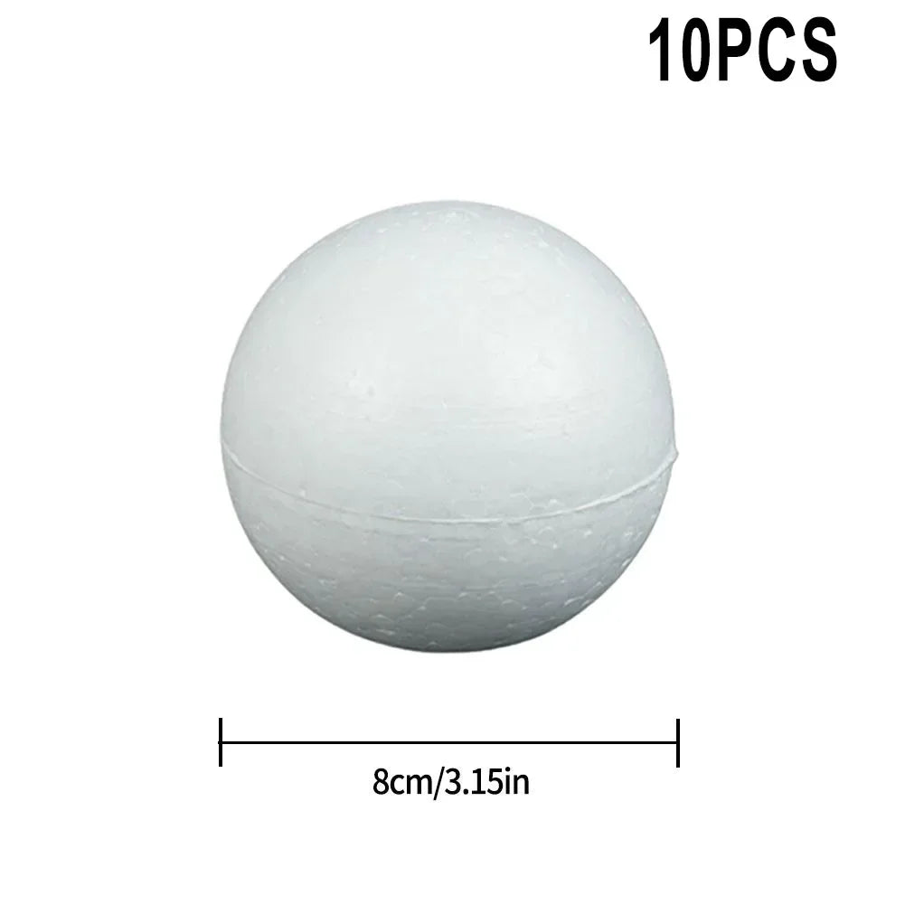 10pcs Solid Foam Ball Polystyrene Balls 50mm-100mm  Round DIY Accessory Handmade For Party Celebration Christmas Decoration Beauty World Shop