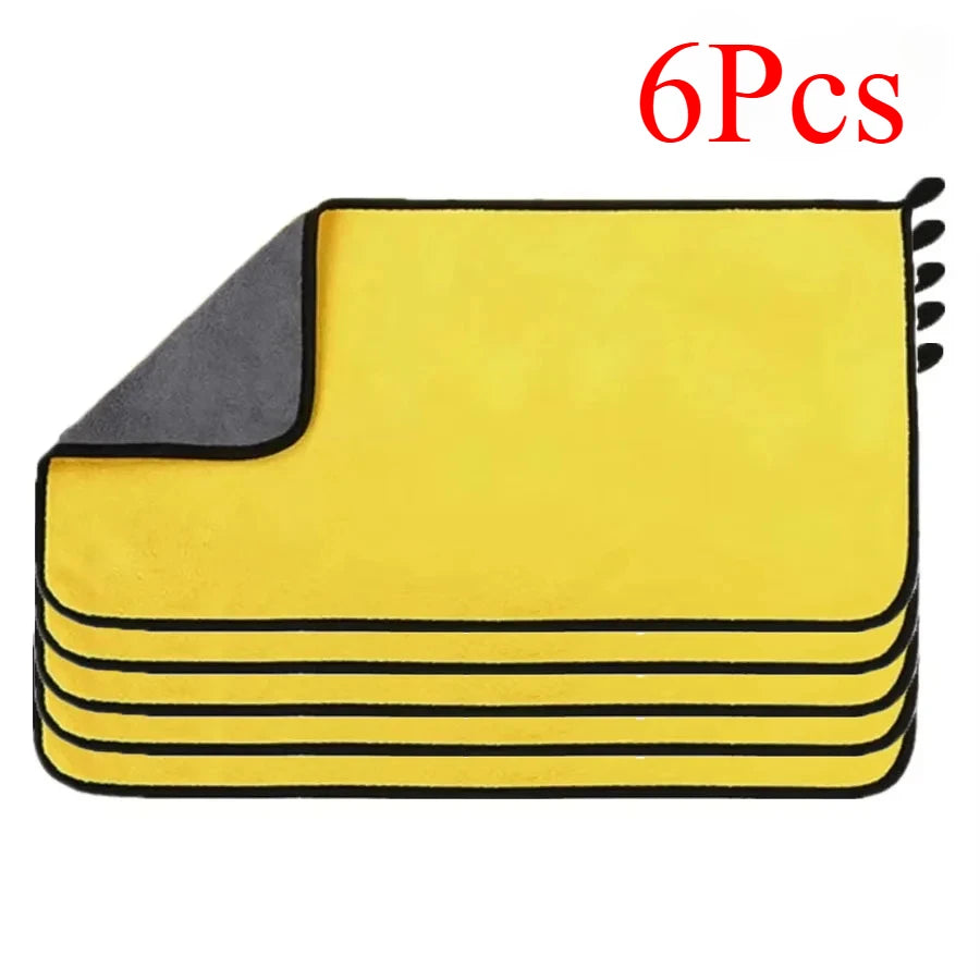 1/2/3/6/10pcs 30X60cm Microfiber Car Cleaning Towels Soft Quick Drying for Windows Mirrors Wiping Rags Double Layer Wash Cloth Beauty World Shop