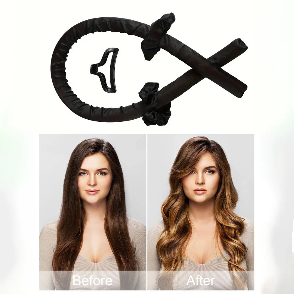 4pcs in 1 Sponge Hair Curlers with 1 Clips & 2 Scrunchies - Soft Curling Rods for Long/Short Hair, DIY Styling Tools Beauty Fashion