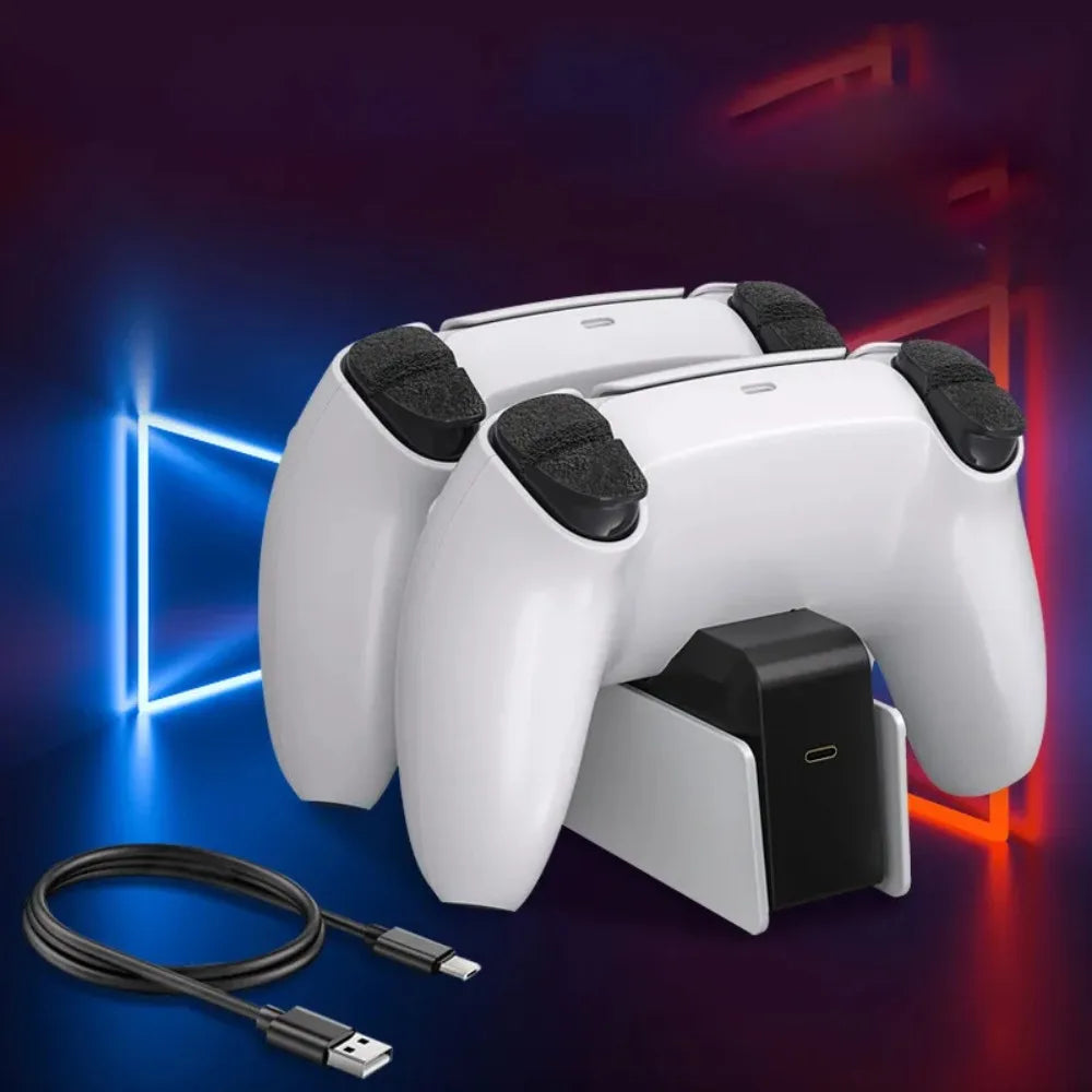 For PS5 Controller Charger DualSense Charging Station Dual Charging Dock Charger Stand for PlayStation5 Wireless Game Controller Beauty World Shop