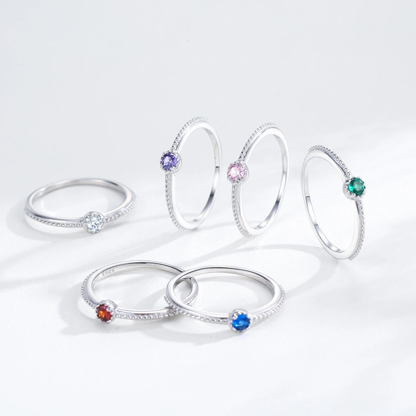 Ailmay 925 Sterling Silver Round Rainbow Zircon Rings For Women Wedding Engagement Party Colored Jewelry Beauty World Shop