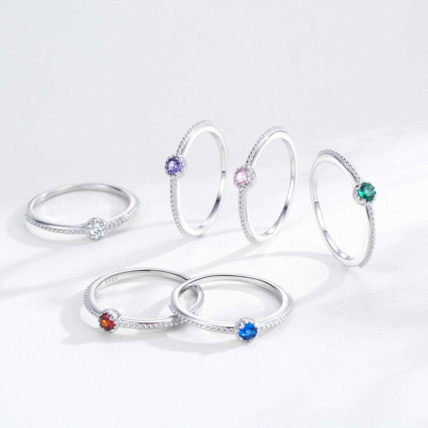 Ailmay 925 Sterling Silver Round Rainbow Zircon Rings For Women Wedding Engagement Party Colored Jewelry Beauty World Shop