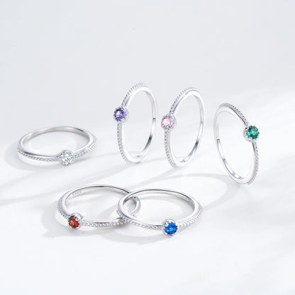 Ailmay 925 Sterling Silver Round Rainbow Zircon Rings For Women Wedding Engagement Party Colored Jewelry Beauty World Shop